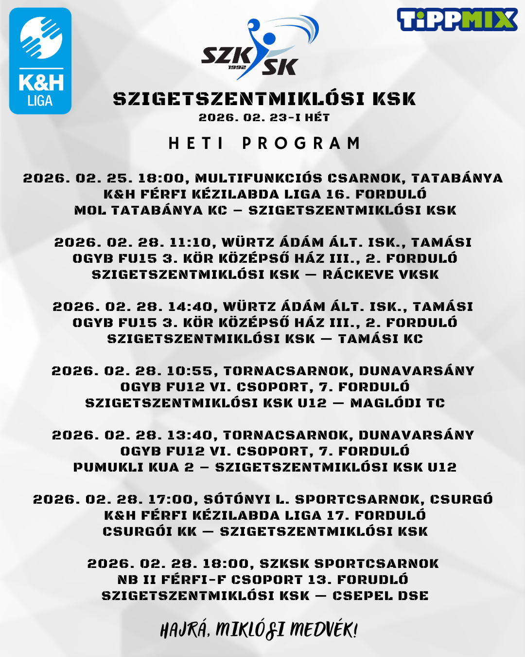 Heti programunk (2026. 02. 23-i hét)