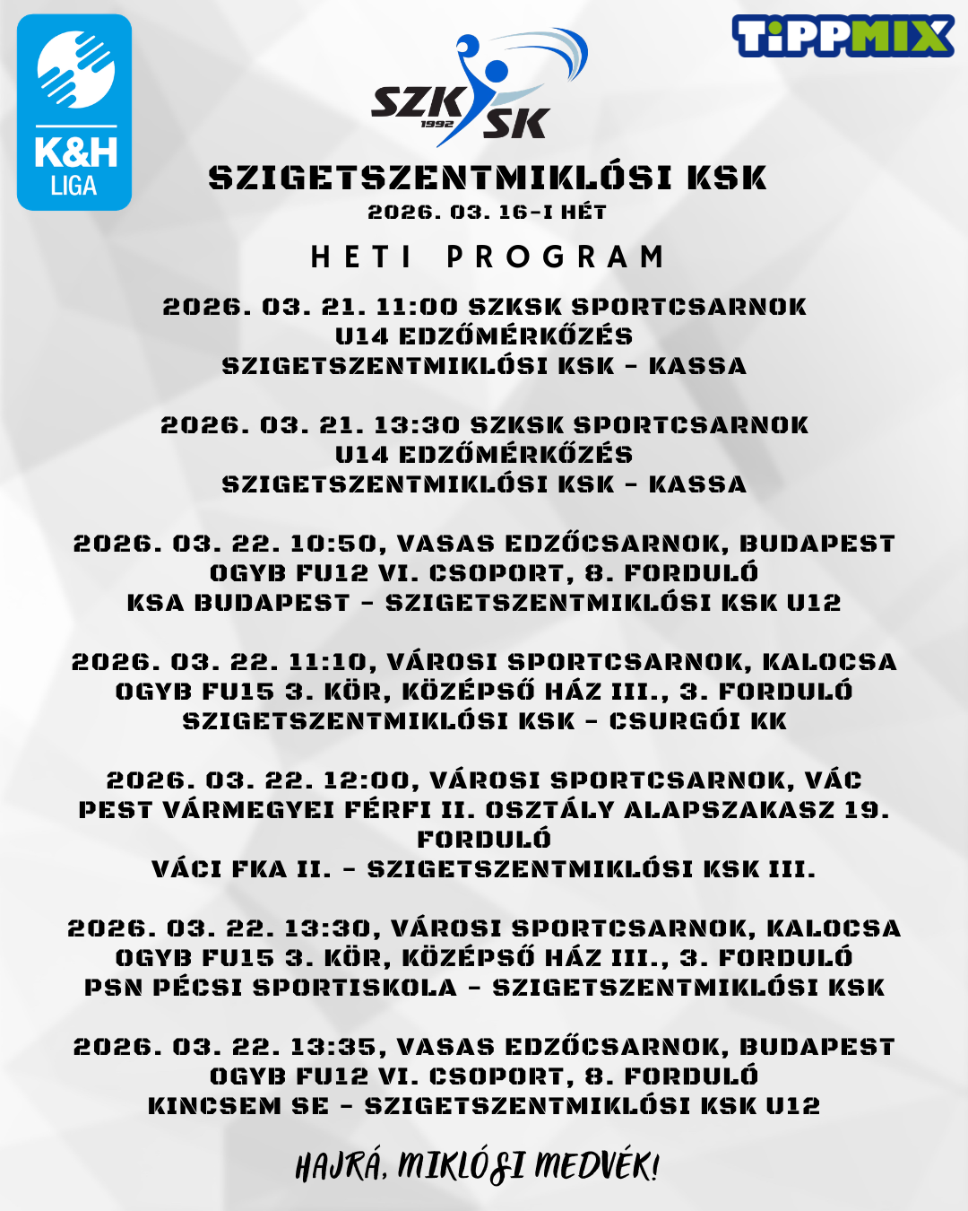 Heti programunk (2026. 03. 16-i hét)